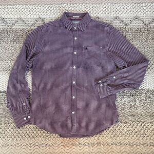 🐧 Penguin Original Maroon Single Pocket Check Long-Sleeve Button-Down Shirt